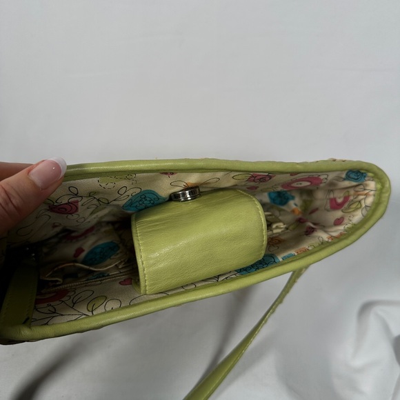 Brighton Straw Crossbody Bag Raffia Woven Green Leather Trim Natural - Picture 9 of 15